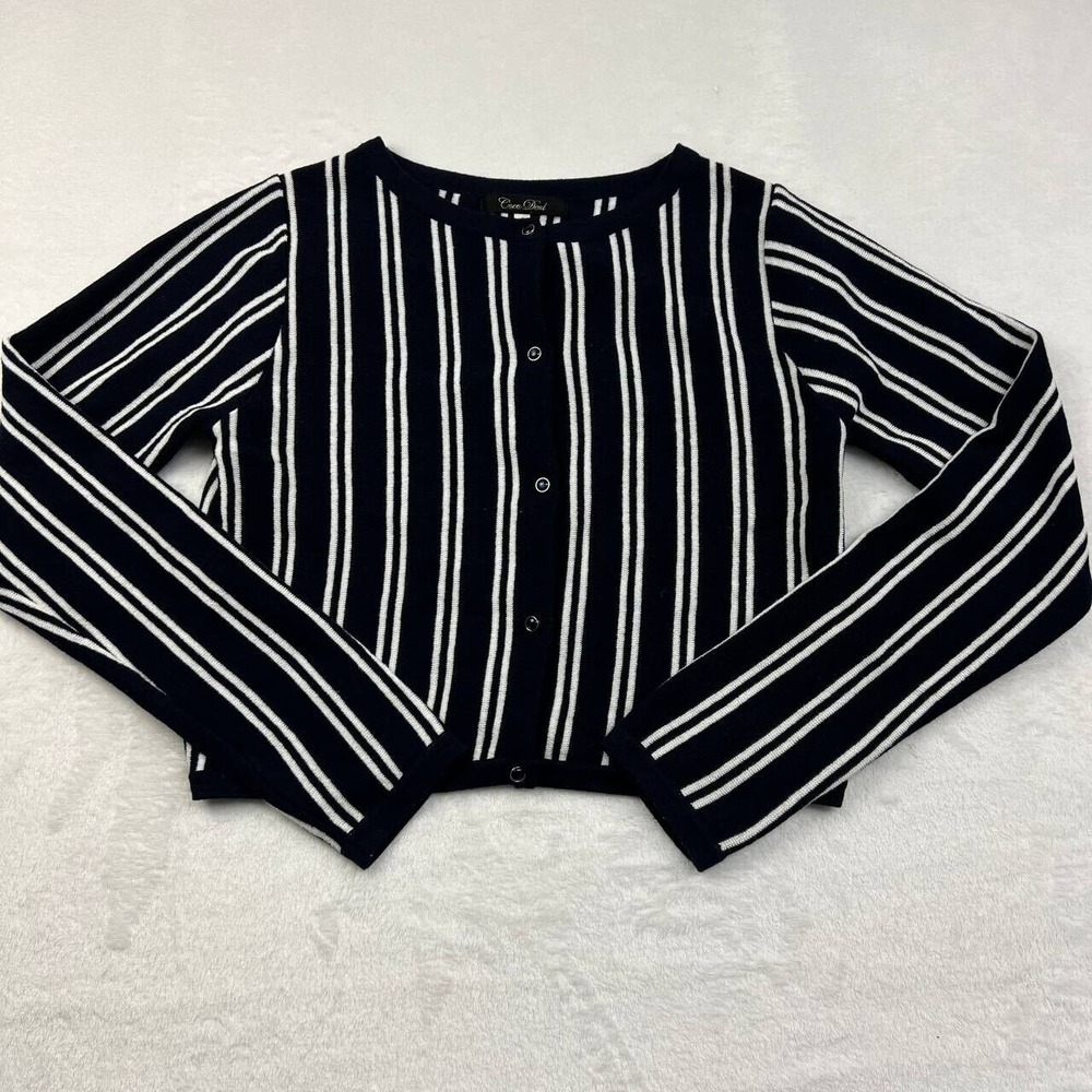 Coco‎ Deal Sweater Women 2 Blue White Striped Cardigan Button Down Long Sleeves